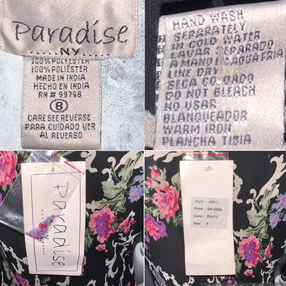 Vintage 90s Beaded Sequined Semi Sheer Floral Maxi Dress New Old Stock with Tag - Picture 5 of 5